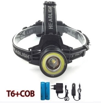 LANTERNA DE CAP CU ACUMULATOR T6 NEGRU