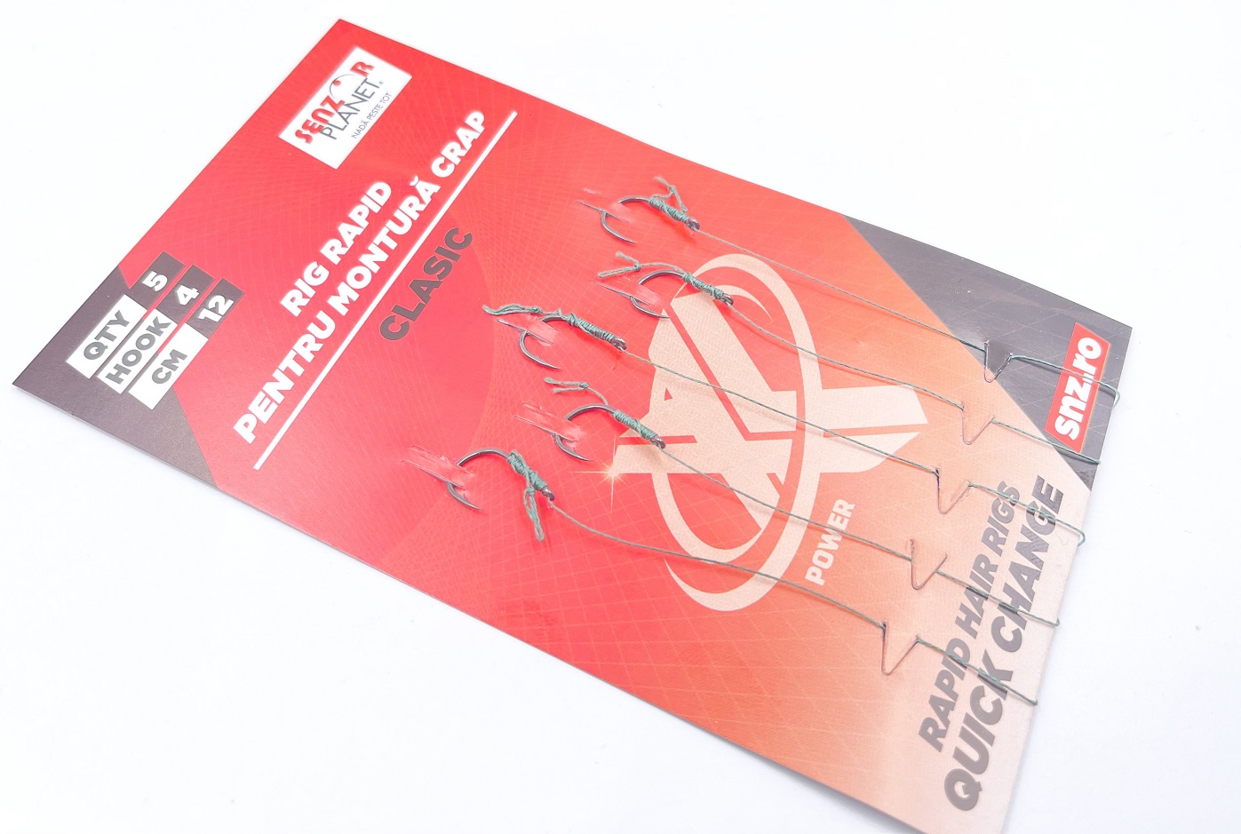 SET 5 RIGURI LEGATE 12cm CARLIG FUDO NR 4 PENTRU MONTURA CRAP CLASICA