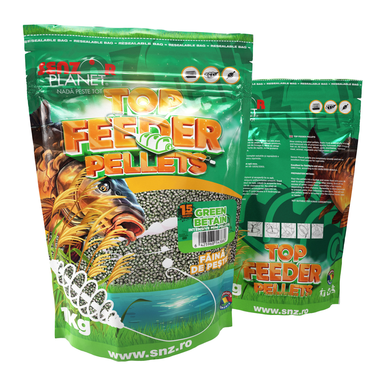 TOP FEEDER PELLETS GREEN BETAIN 1.5mm 1kg