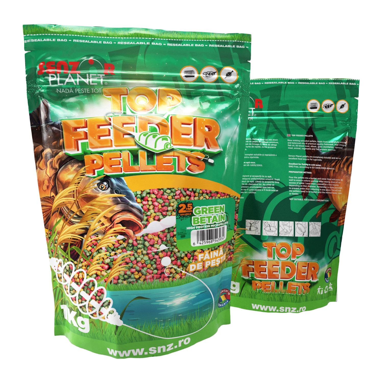 TOP&#x20;FEEDER&#x20;PELLETS&#x20;GREEN&#x20;BETAIN&#x20;2.5mm&#x20;1kg