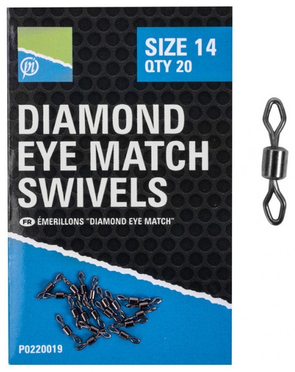 VARTEJ PRESTON DIAMOND EYE MATCH SWIVELS, 20 buc/plic