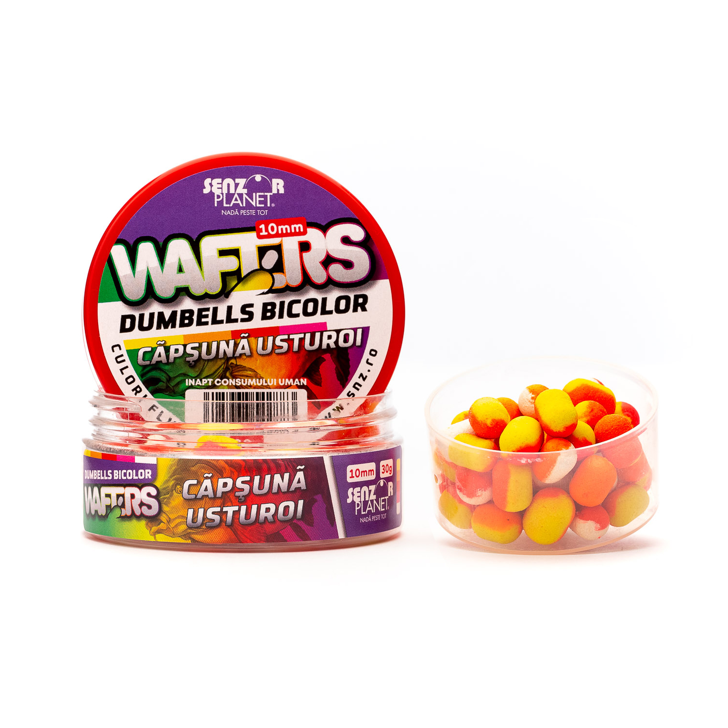 WAFTERS&#x20;DUMBELLS&#x20;BICOLOR&#x20;CAPSUNA&#x20;&amp;&#x20;USTUROI&#x20;10mm&#x20;30g