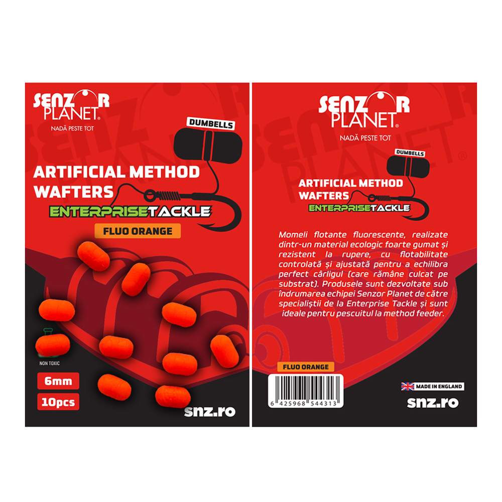 ARTIFICIAL METHOD WAFTERS DUMBELLS ENTERPRISE TACKLE FLUO ORANGE (PORTOCALIU FLUO) 6mm